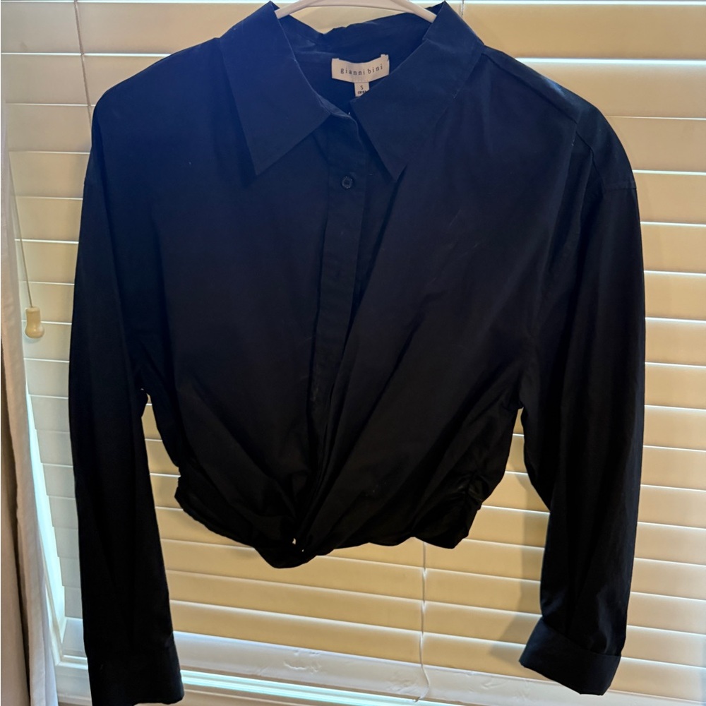 Gianni Bini Black Fitted Button Down Shirt